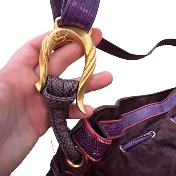 Sharif Purple Vintage Leather Hobo Shoulder Bag Large - Picture 7 of 11